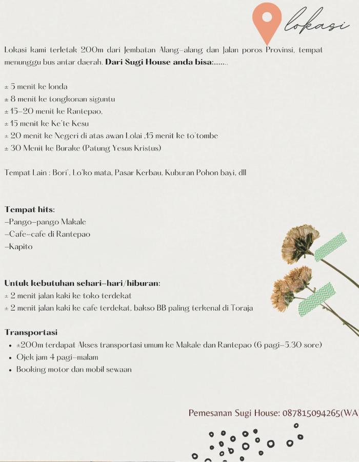 Sugi House Toraja - Villa Penginapan Sewa Harian 兰特包 外观 照片